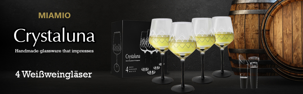 Набір з 2 склянок для джину Miamio Crystaluna 650 мл - ідеально для джину та коктейлів, з мірним стаканчиком та ложкою