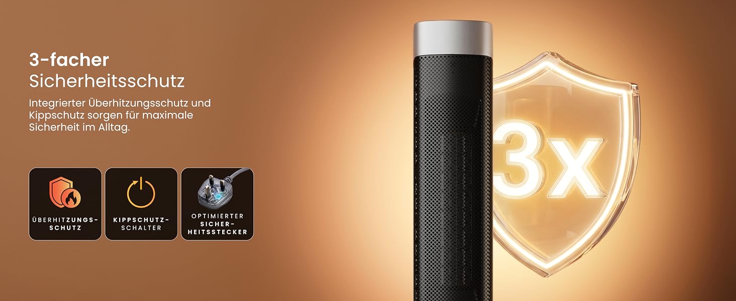Керамічний тепловентилятор-тумба Pro Breeze ThermaCube Plus 2200W з термостатом, дистанційним керуванням та функцією обертання 65°, Eco-режим, захист від перекидання