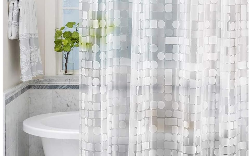 Завіса для душу LEMON CLOUD з антигрибковим покриттям, з магнітними вагами, 183x200 см, водонепроникна, антибактеріальна, PEVA, для душу та ванни, 12 кілець, геометричний дизайн