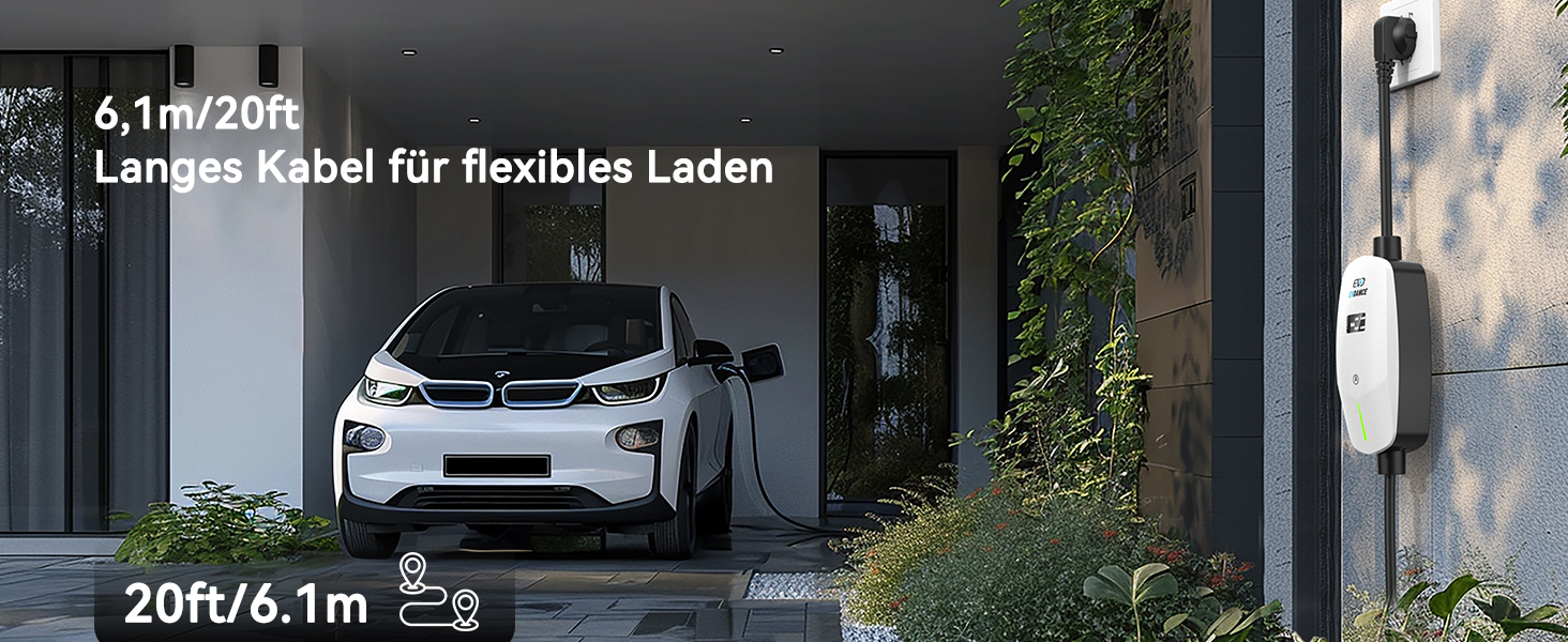 Кабель для зарядки електромобіля EVDANCE Type 2 Schuko 6.1м 3.68kW з OLED екраном, 6-16A для PHEV/EV (Білий)