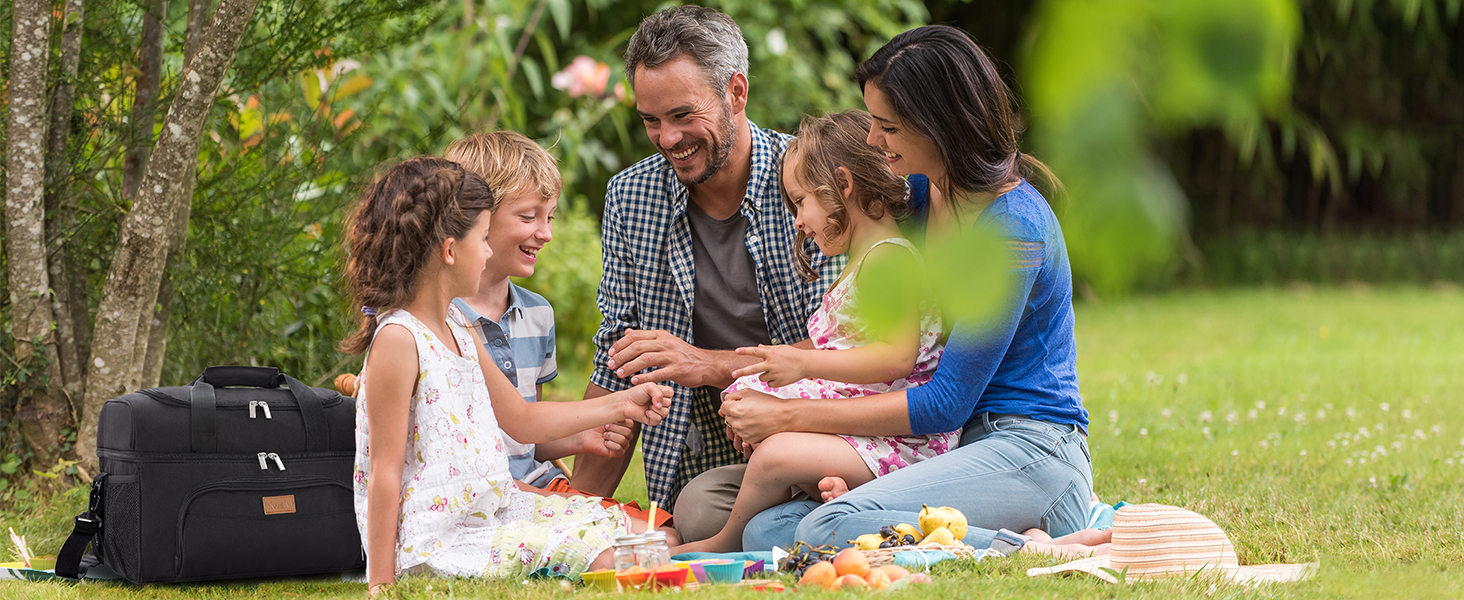 Термосумка LifeWit 23L для пікніка, пляжу, роботи та подорожей (чорна)