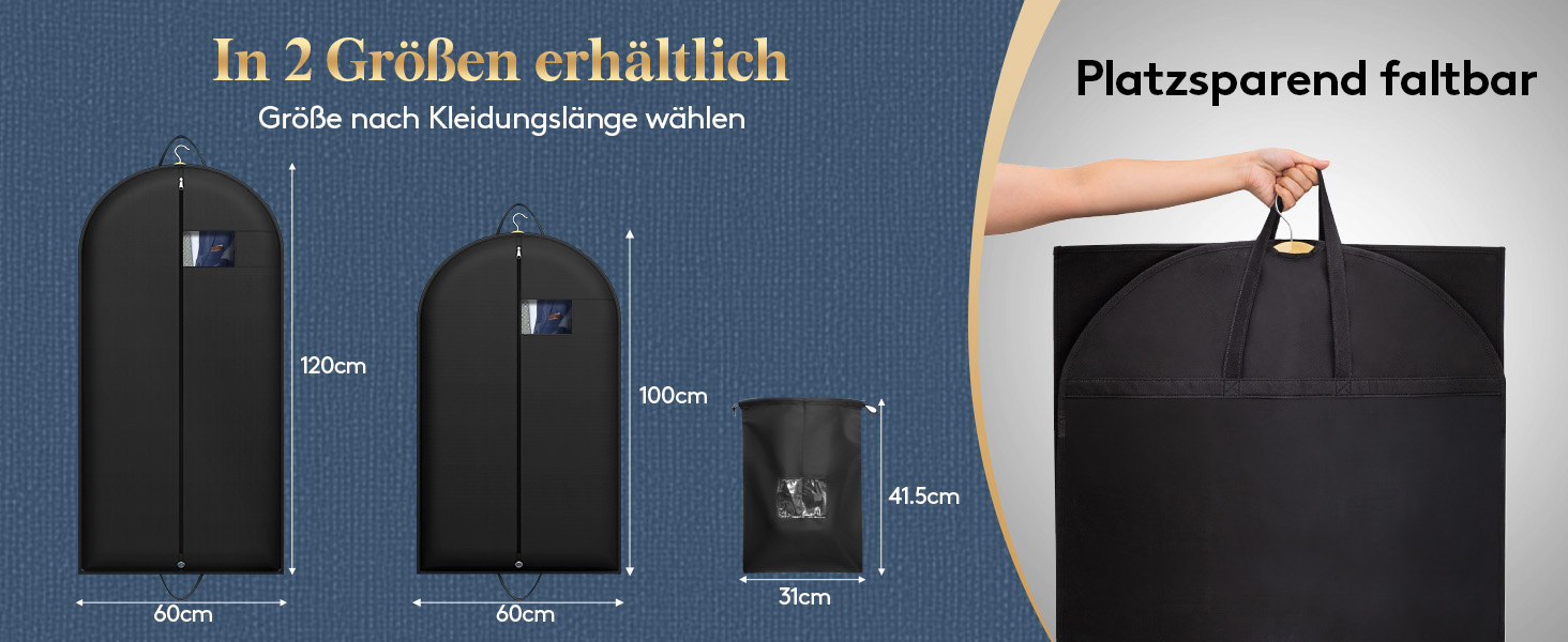 Чохол для одягу Lifewit 120 GSM з мішком для взуття - для костюмів, піджаків, ансамблів. Ідеально для подорожей та зберігання. Розмір 120 x 60 см.