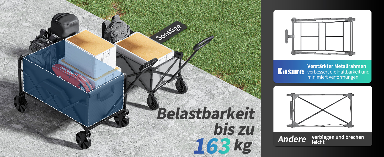 Візок-тележка Klein Kitsure складний з міцними пластиковими колесами, 71,1 x 43,2 x 91,5 см - для покупок, саду, кемпінгу, спорту та риболовлі, чорний