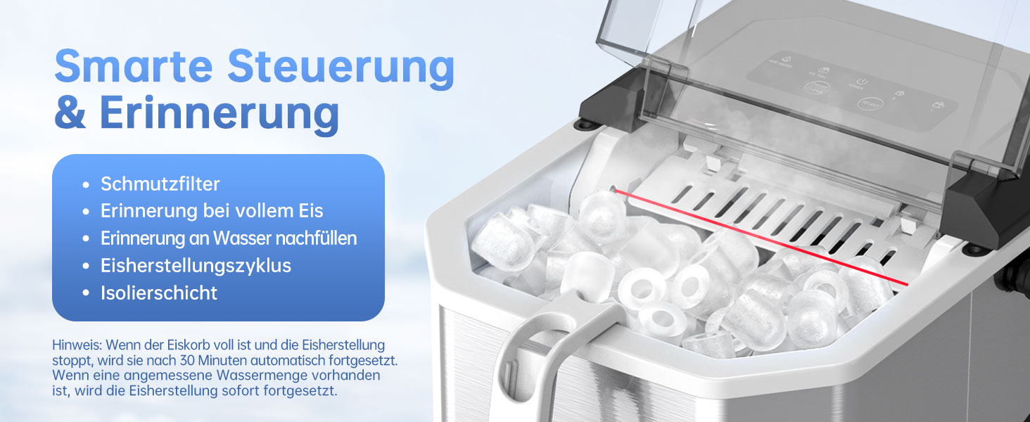 Машина для приготування льоду WIE 1.3 л з лопаткою, 9 кубиків за 6 хвилин, тиха, самоочисна, для кухні, офісу, бару, вечірки (срібна)