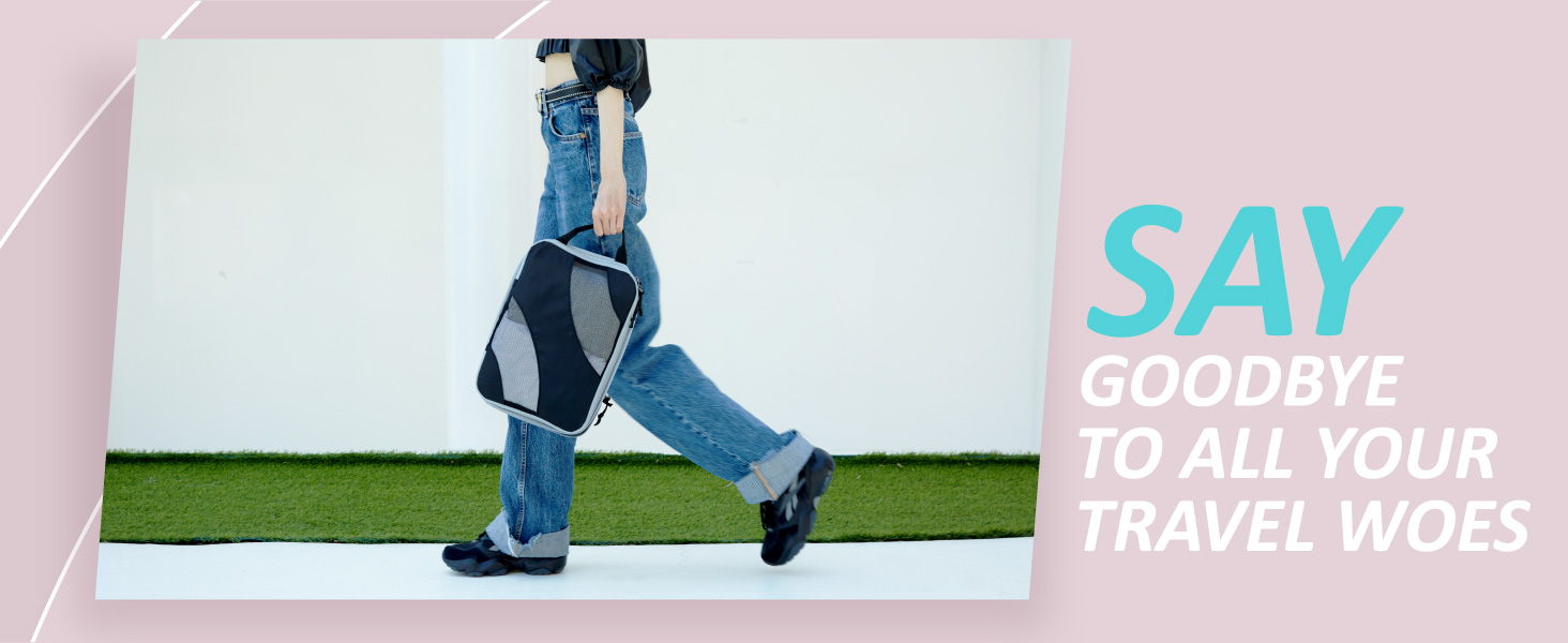 Органайзери для валізи BAGSMART компресійні, набір 6 шт., чорні - ідеальний органайзер для подорожей та ручної поклажі