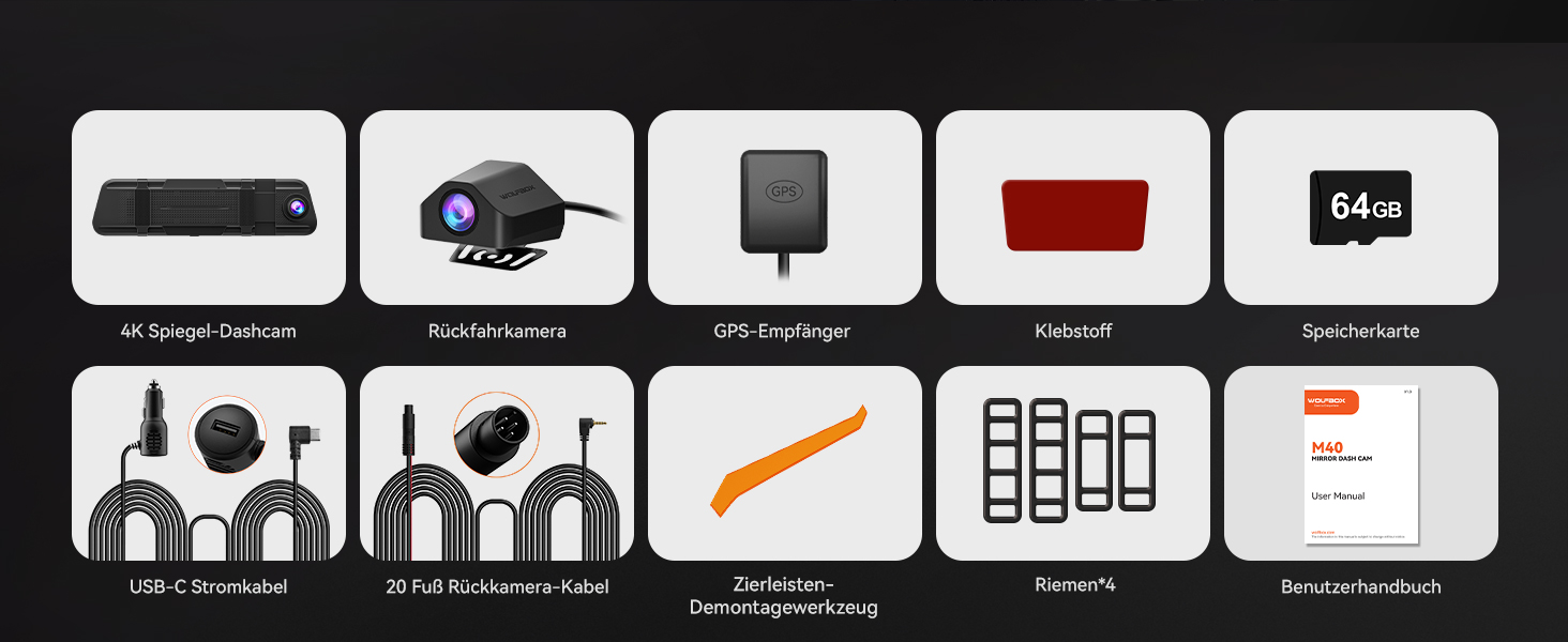 Відеореєстратор-дзеркало WOLFBOX M40 10