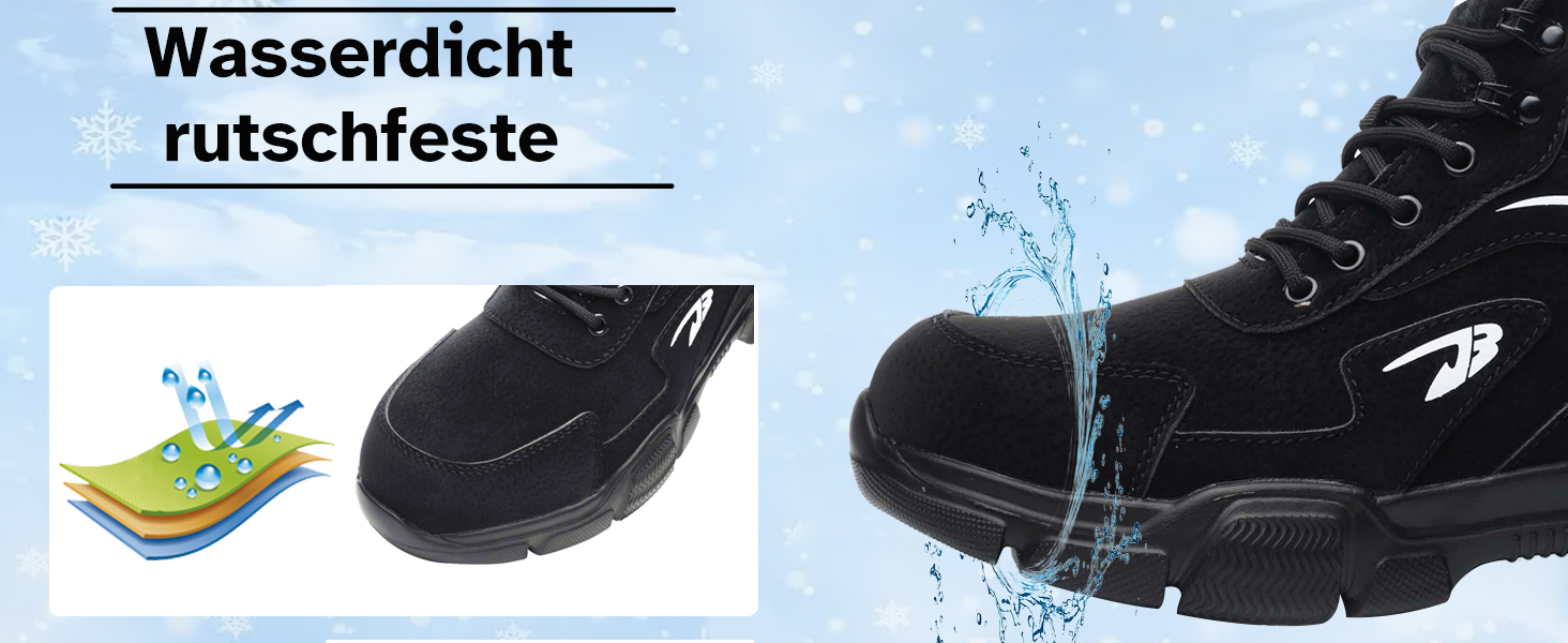 Черевики безпеки для чоловіків та жінок, водонепроникні зимові утеплені черевики з металевим носком, чорні, розмір 43 EU