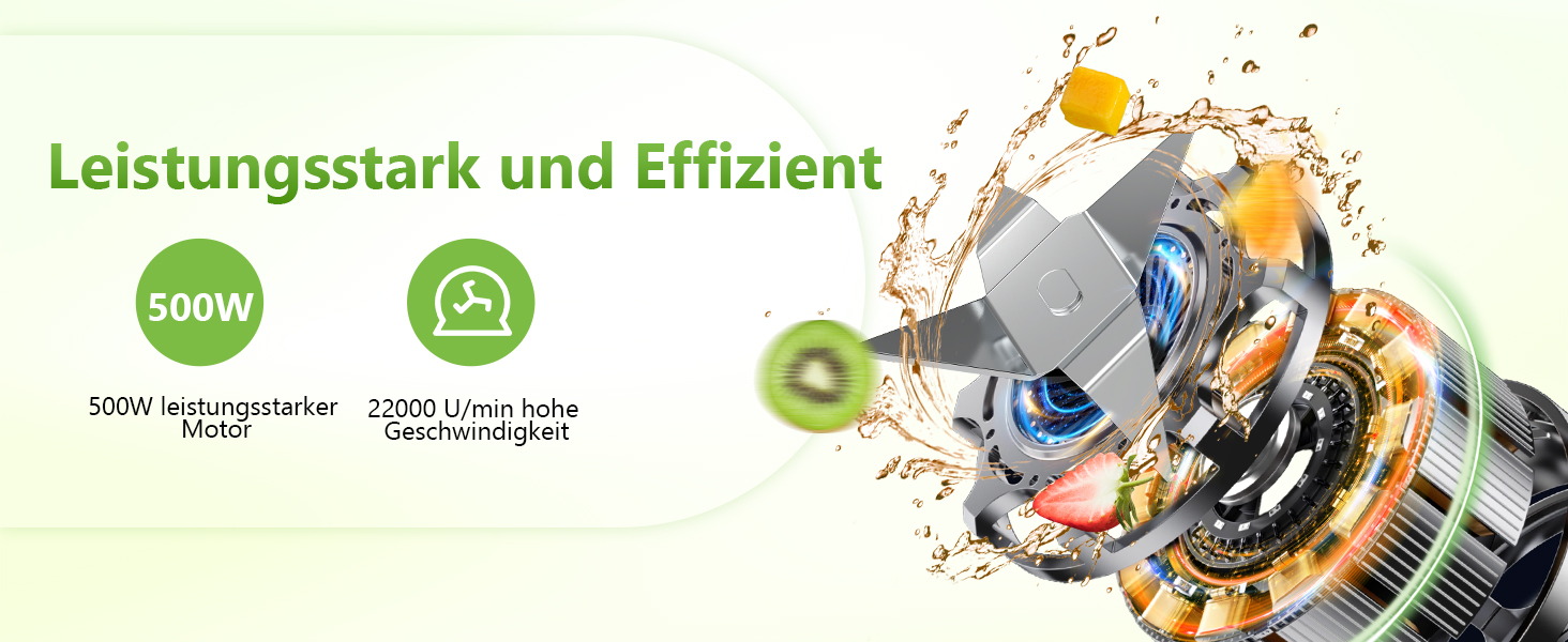 Міні-блендер Standmixer 500W з 2 пляшками Tritan, 4-лопатевий, для шейків та смузі, з нержавіючої сталі, портативний