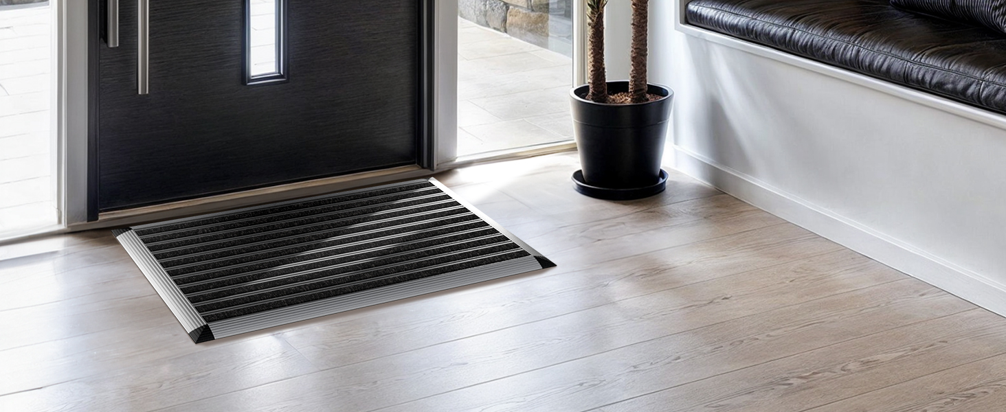 Килимок для дому та вулиці 40x60 см, алюмінієвий каркас срібного кольору, Polypropylene волокна