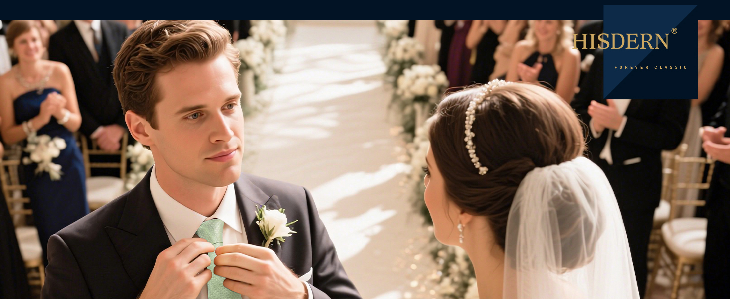 Краватки для чоловіків HISDERN: святкові краватки з кишеньковим хустинкою, класичний візерунок, в клітинку, для весілля та ділових зустрічей, блакитний колір