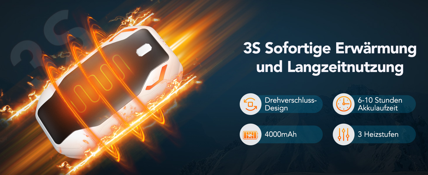 Електричні грілки для рук PHEJIE, 2 шт. - 3 режими нагріву, портативні, для активного відпочинку, кемпінгу, гольфу, подарунок для жінок та чоловіків (чорний/білий)
