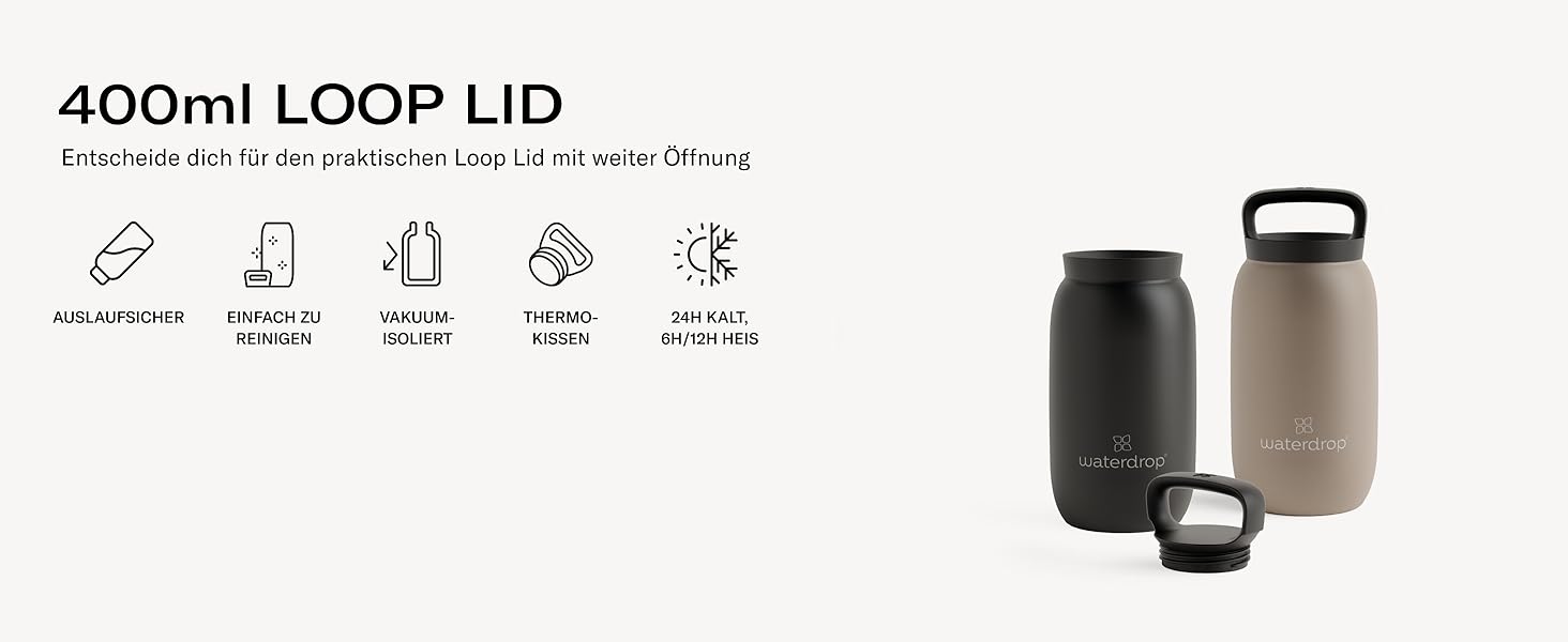 waterdrop® All-Purpose Thermos Flask 1L, insulated stainless steel drinking bottle, 24h cold - 12h hot, leak-proof & shatterproof