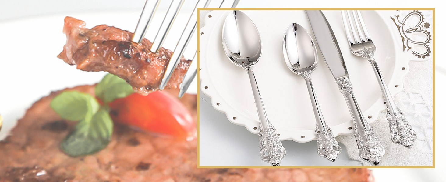 Посуд столовий срібний Barock 18/10 з нержавіючої сталі, набір 20 предметів (виделки, ложки, ножі) в подарунковій коробці