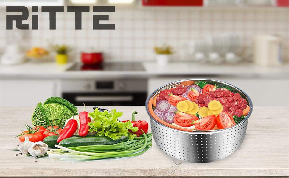 Корзина для приготування на пару з нержавіючої сталі, аксесуар для Instant Pot, з силіконовою ручкою. Підходить для приготування овочів, фруктів та яєць.