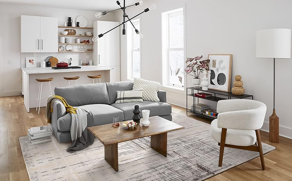 Сучасний килим Tinyboy-HBQ для вітальні та спальні, короткий ворс, сірий/бежевий (120 x 160 см)