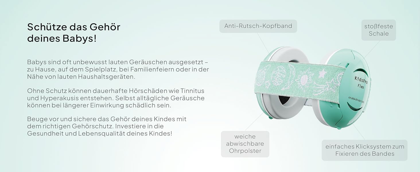 Senner® KidsPro Flex: навушники шумозахисту для дітей та немовлят, преміум-якість, блакитний колір