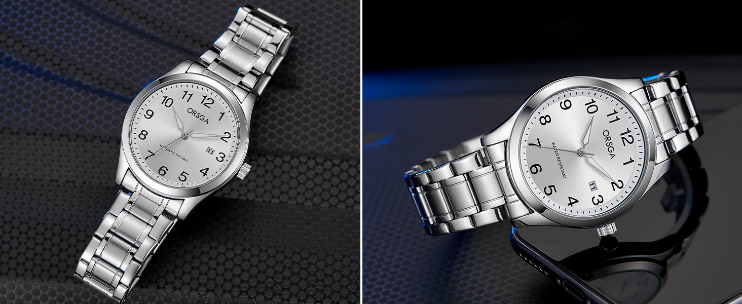 Годинник чоловічий CIVO з великими цифрами: аналоговий, водонепроникний, з датою, свідовий, для людей з поганим зором, з нержавіючої сталі, чорний