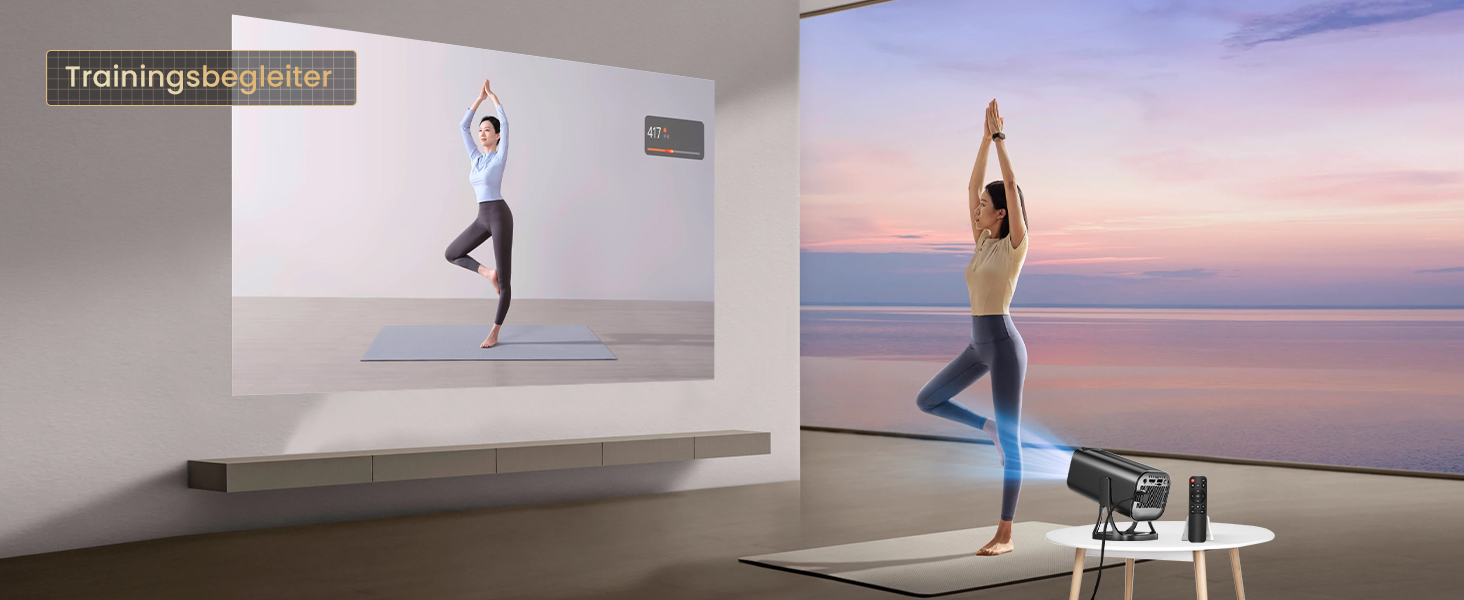 Міні проєктор Beamer 4K 1080p з Android 12.0, WiFi 6, Bluetooth 5.4, 22000 люмен, автокорекція трапецеїдальних спотворень, поворот 270°, підключення PC/HDMI/USB/TF, сірий