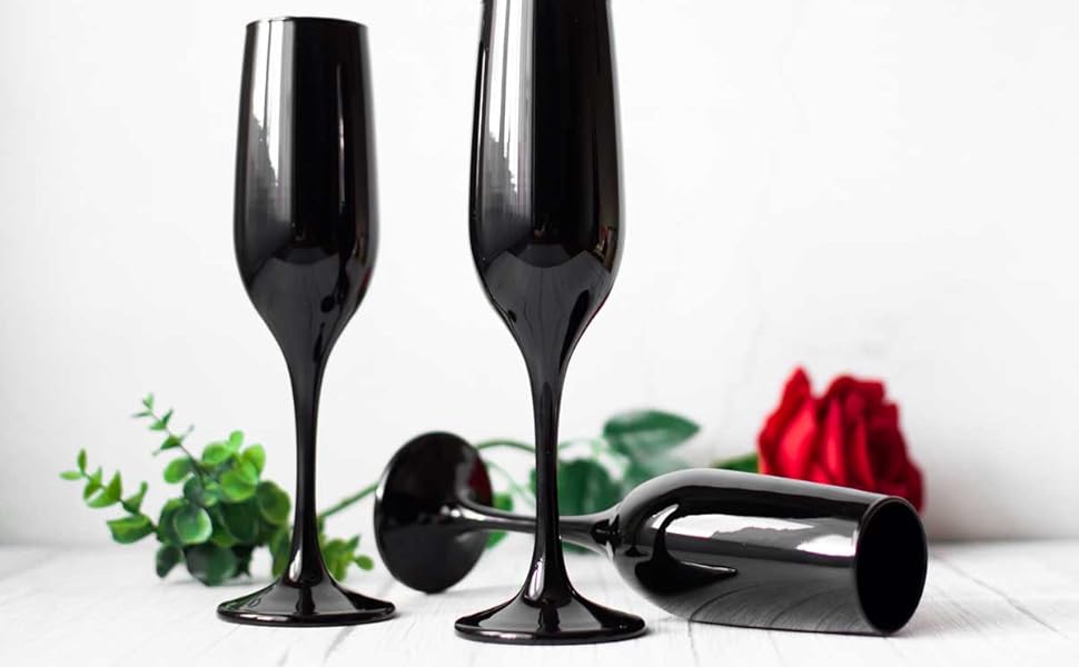 6 келихів для шампанського, prosecco та шампанського Sendez, 200 мл, чорні