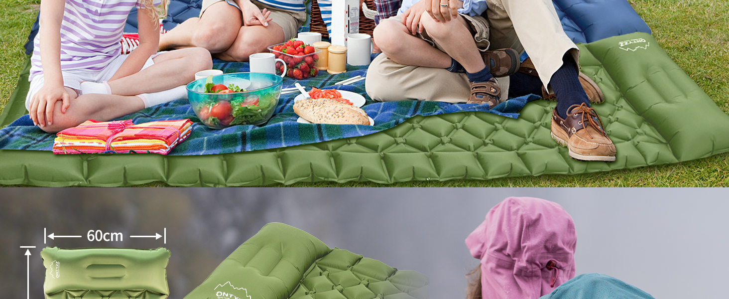 Каремат для кемпінгу Saphirblau: самонадувний килимок для відпочинку на природі з помпою та подушкою