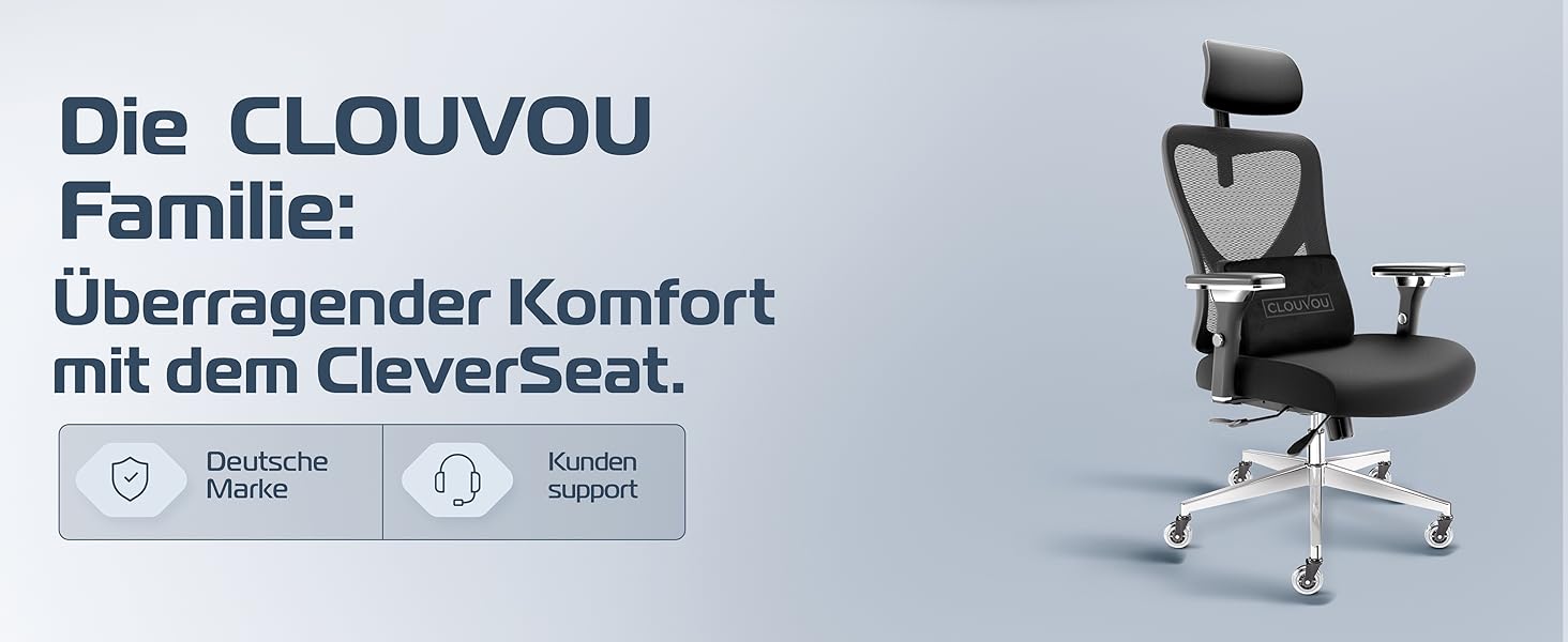 Ергономічне крісло CleverSeat для офісу та дому | Комп'ютерне крісло з регулюванням | Чорний офісний стілець 150 кг