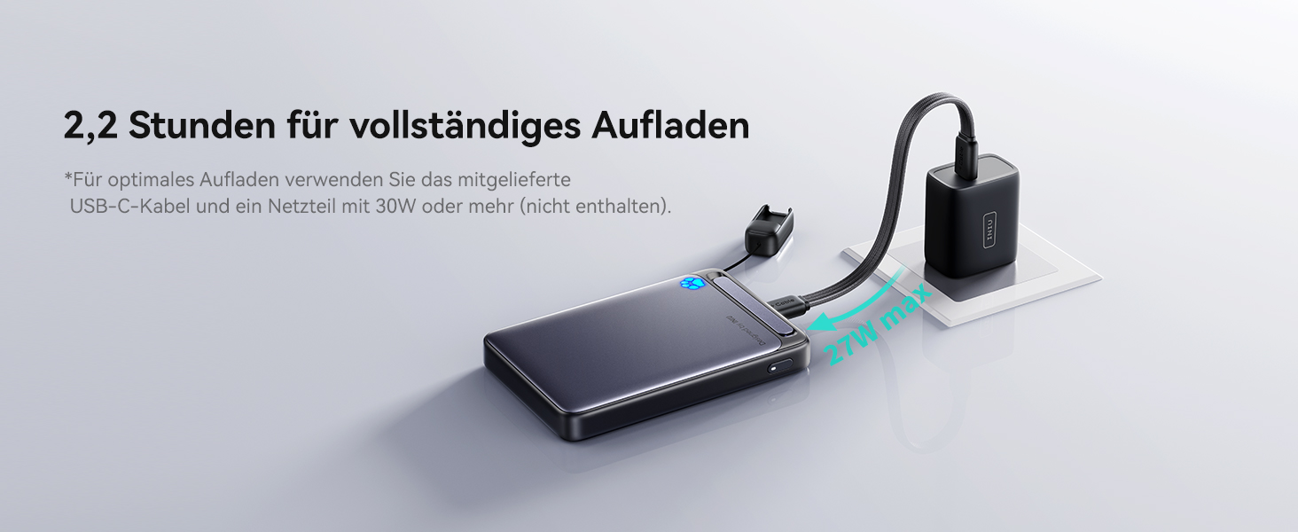 INIU Power Bank Magsafe 10000mAh 45W Qi2, чорний. З кабелем USB-C та підставкою, для iPhone 17/16/15/14/13