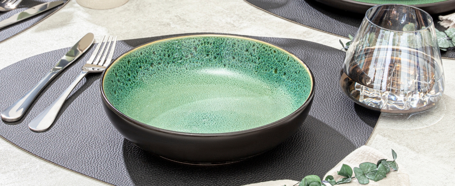 Набір десертних тарілок Sänger Greenwich, 6 шт., кераміка, зелений колір, для 6 осіб, стійкий до миття в посудомийній машині та мікрохвильовій печі