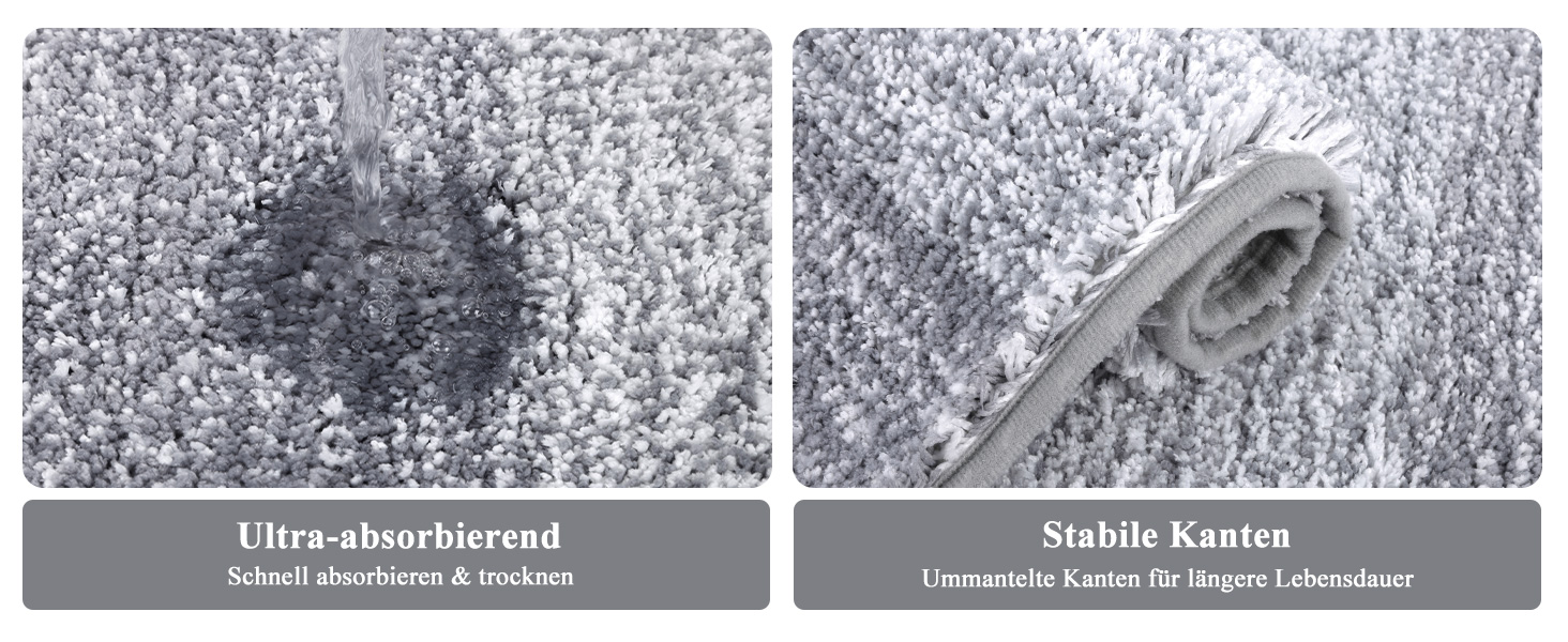 Enyhom 4-Piece Microfiber Bath Mat Set - Non-Slip Bathroom Rugs & Toilet Lid Cover (Grey, 45x65cm, 45x120cm, 50x60cm, 48x53cm)