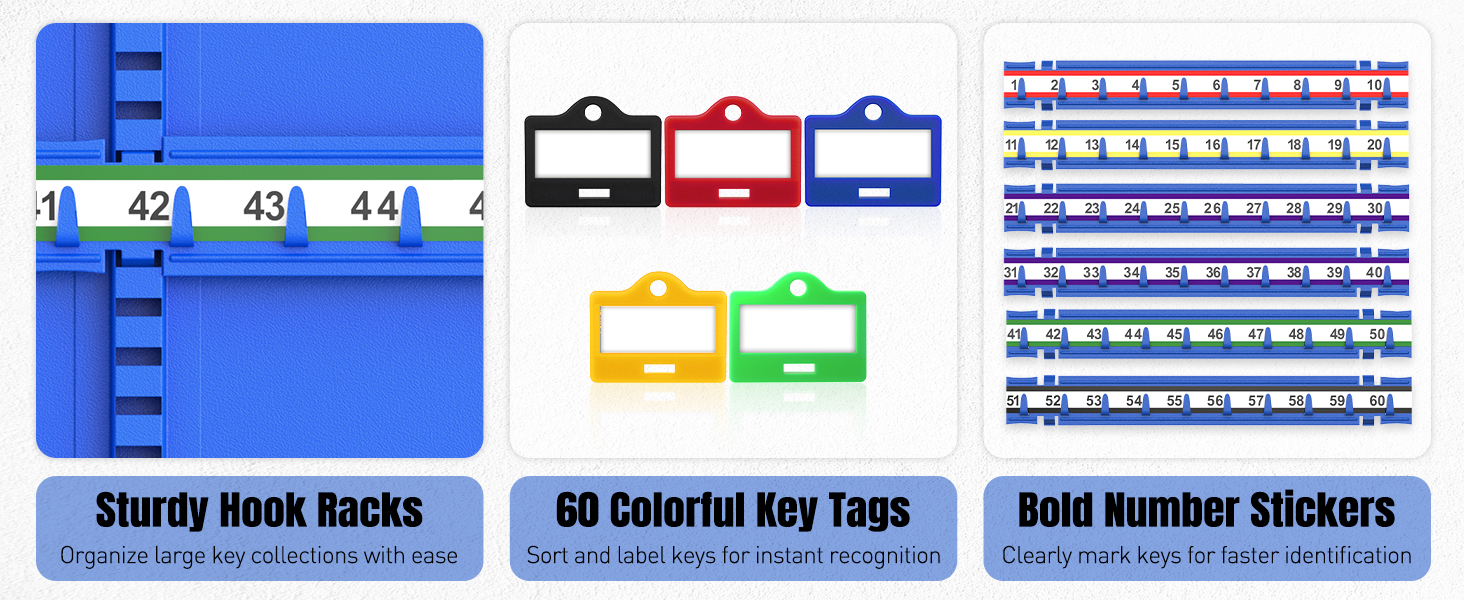 Шкафчик для ключів Uniclife на 60 позицій з комбінацією та ключовим замком, цифровий сейф, органайзер для ключів з регульованими полицями