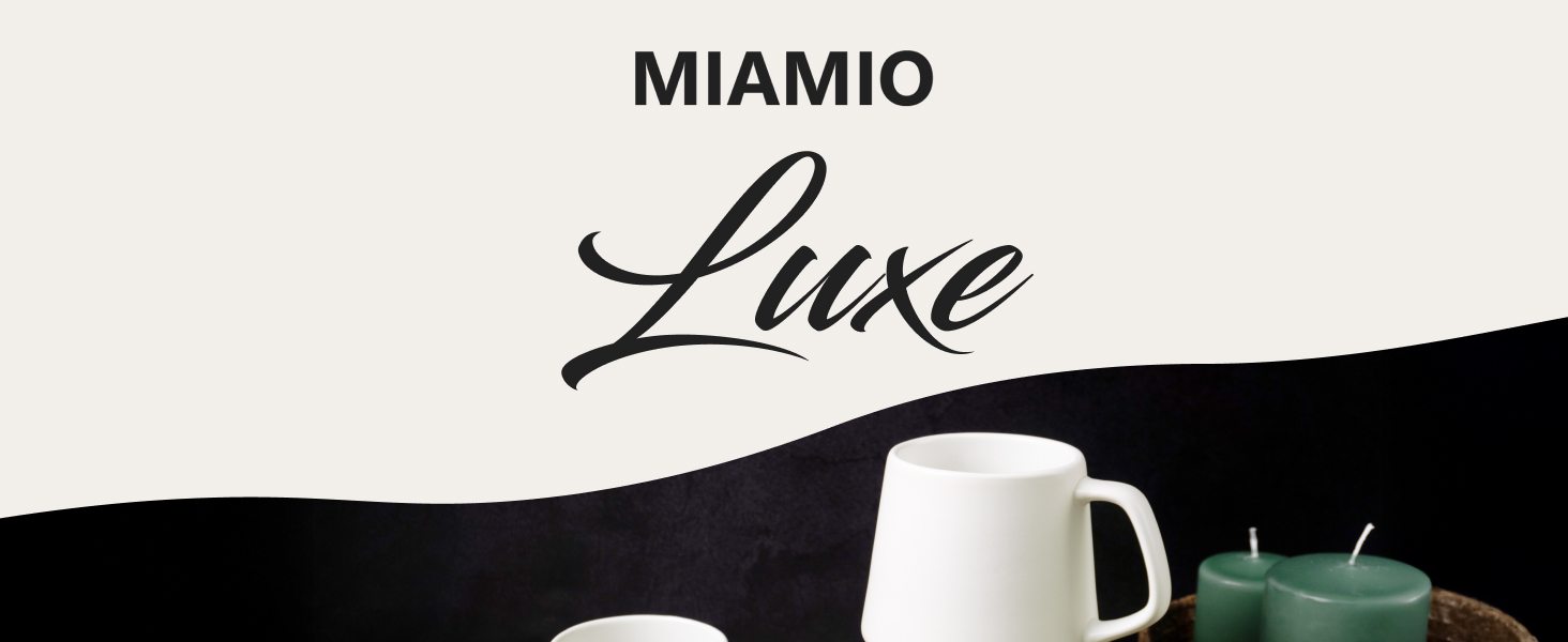 Набір кавових чашок MIAMIO Luxe Collection (4 шт., 420 мл) з кераміки - для кави, еспресо, чаю - сумісно з мікрохвильовою піччю та посудомийною машиною (білий)