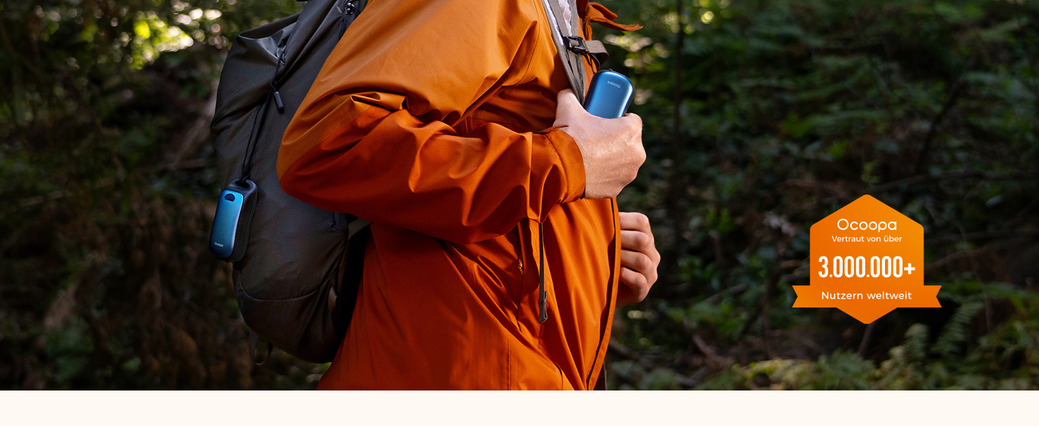 Електричні грілки для рук OCOOPA, 2 шт., водонепроникні IP45, ергономічні, 18 годин тепла, портативні, для відпочинку на природі, гольфу, кемпінгу, міського використання, Marineblau (темно-синій)