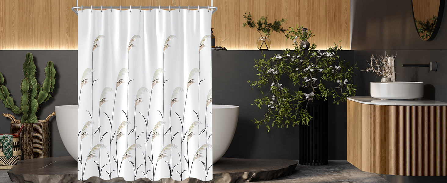 Штора для душу Weizenohr 180x200 см, з утяжеленим краєм, антигрибкова, водовідштовхувальна, поліестер, з кільцями (1 шт)