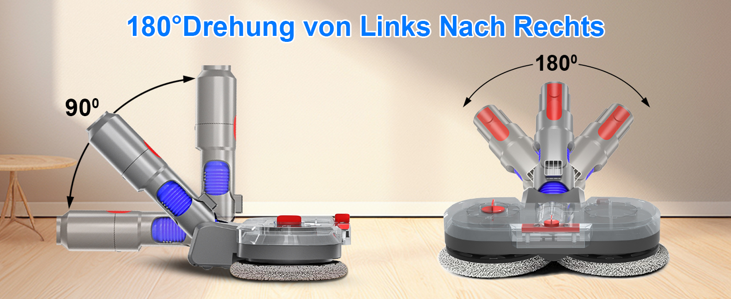 Насадка для пилососа Dyson V7/V8/V10/V11/V15 - електричний підлогомийник з знімним баком та 12 мікрофібровими накладками (сірий)