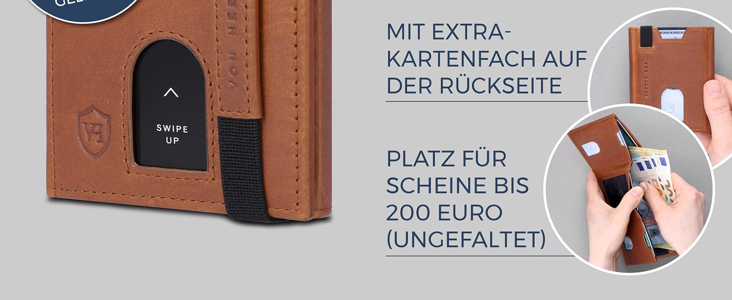 Картхолдер Von Heesen з RFID-захистом та монетницею (чорний, Waxy) - шкіряний гаманець для жінок та чоловіків