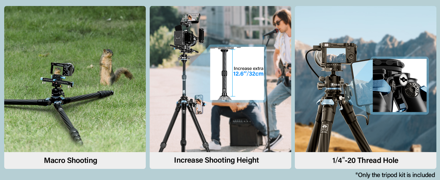 Штатив SIRUI AM-284 з вуглецевого волокна 130 см + Kugelkopf KS-30. Професійний компактний штатив для камери, швидка заміна, вантажопідйомність до 15 кг