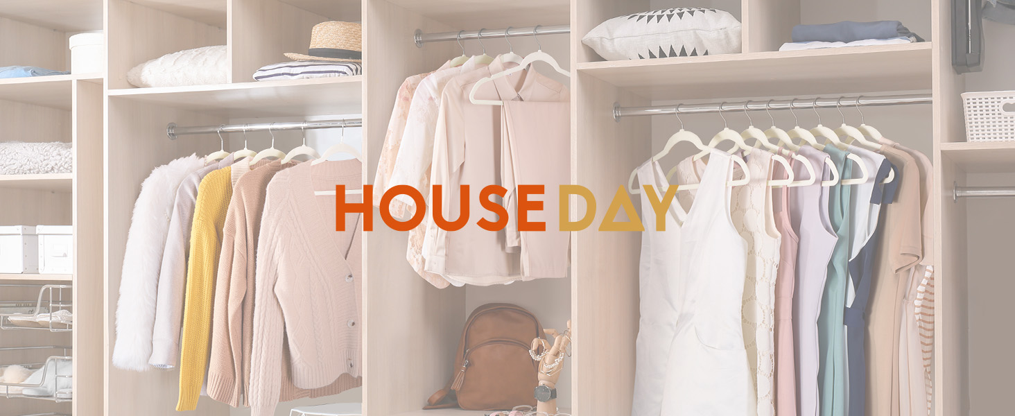 Набір вешалок для одягу HOUSE DAY, 50 шт., велюрова поверхня, нековзкі, обертаються на 360°, для сорочок, костюмів, пальто, светрів, штанів, білі