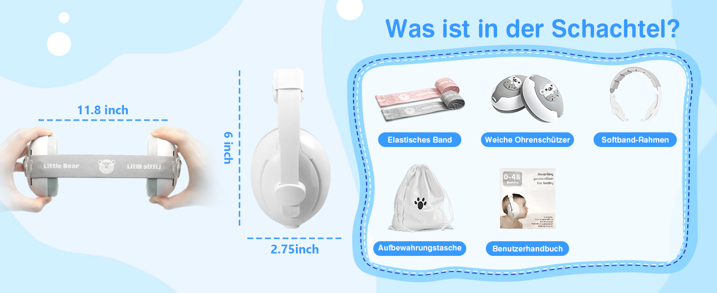 Навушники для дітей, захист вух, 2-в-1, шумопоглинання, сірий колір