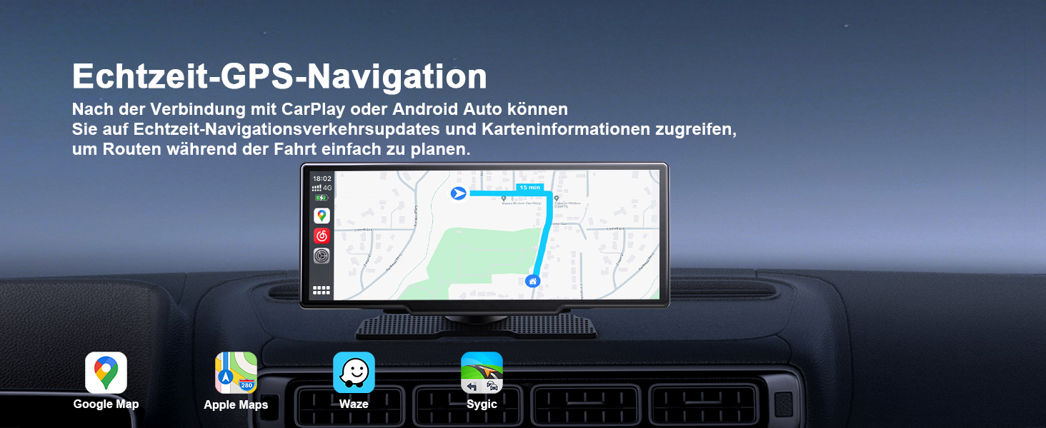 Бездротовий 8,1'' CarPlay дисплей Avylet з IPS-екраном, IP67 камерою заднього виду, GPS-навігацією, Bluetooth 5.0, Mirror Link, FM/AUX, для Android Auto та Apple CarPlay