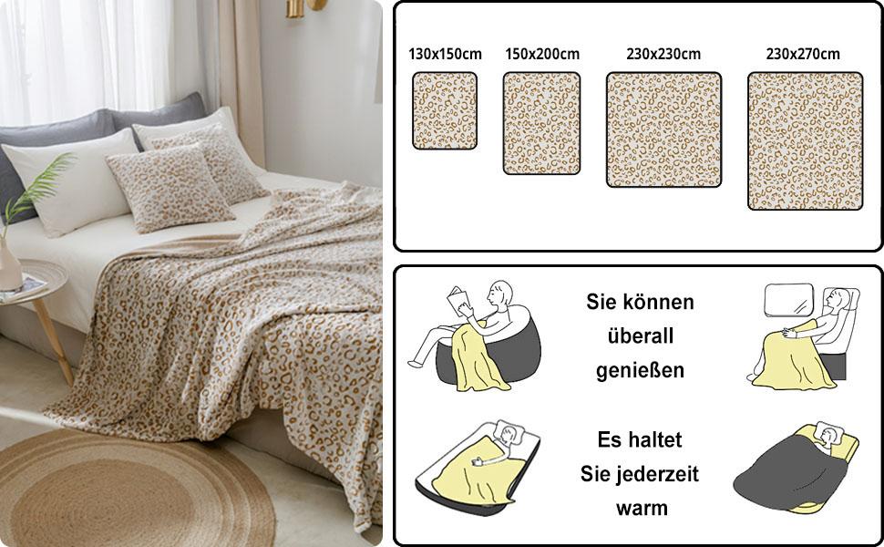 Плед з флісу FY Fiber House Leopard, 130x150 см, коричневий | М'який та теплий плед для дому