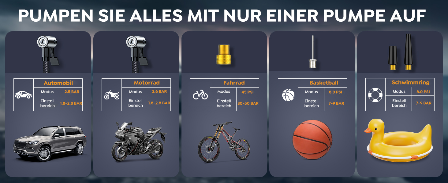 Powerbank Starthilfe BRPOM 8000A з компресором 160PSI для автомобілів, 26800mAh, підтримка бензинових та дизельних двигунів (12.0L), LED-ліхтар 600LUM, сріблясто-сірий колір