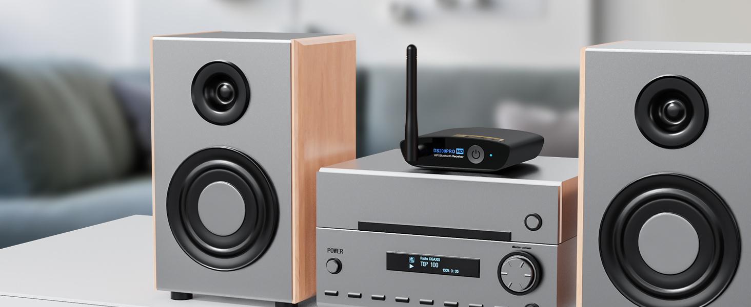 1Mii Bluetooth 5.3 HiFi Аудіоприймач для стереосистеми: Bluetooth адаптер з DAC (384kHz / 32bit), aptX HD, LDAC, оптичний/RCA вихід для AV ресивера або підсилювача (Чорний)