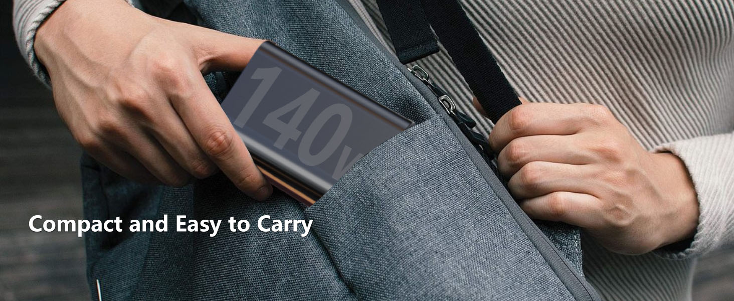 Портативний акумулятор для ноутбука 140W, 50000mAh, з LED дисплеєм, PD3.1, QC4.0, 4 виходи, 2 входи (Чорний)