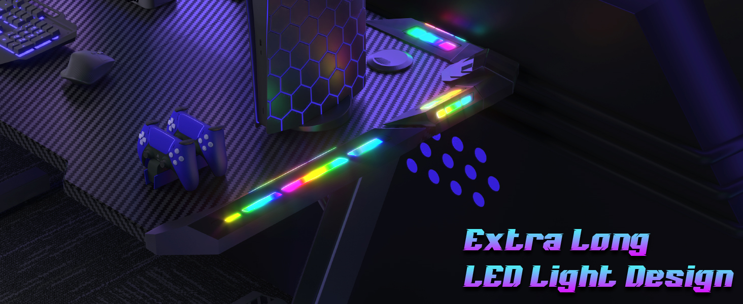 Ігровий стіл Homall 120x60 см з RGB LED-підсвіткою та підстаканником, чорний