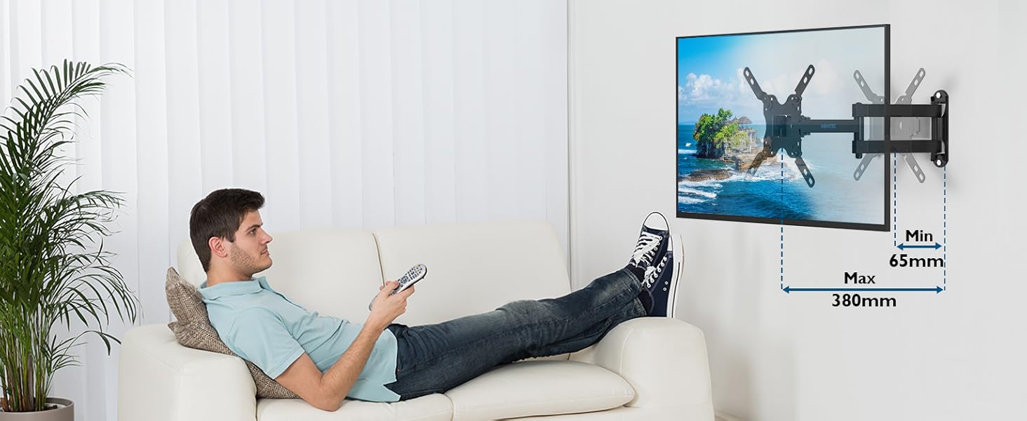 Кріплення для телевізора BONTEC: настінний тримач для LED, LCD, OLED телевізорів 13-42 дюймів, регульований, поворотний на 360°, до 20 кг, VESA 200x200 мм