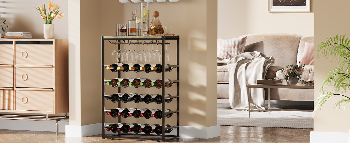 Стильна вітрина для вина Urban Deco: металева підставка з дерев'яною полицею, 59 x 30 x 89 см (25 пляшок)