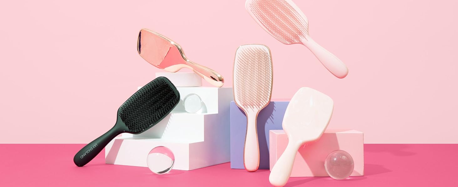 Щітка для волосся Lily England Lockenbürste для створення локонів та розплутування - безболісна щітка для мокрого та сухого волосся з гнучкими щетинками - ідеальна щітка для кучерявого волосся (3c-4c), рожеве золото