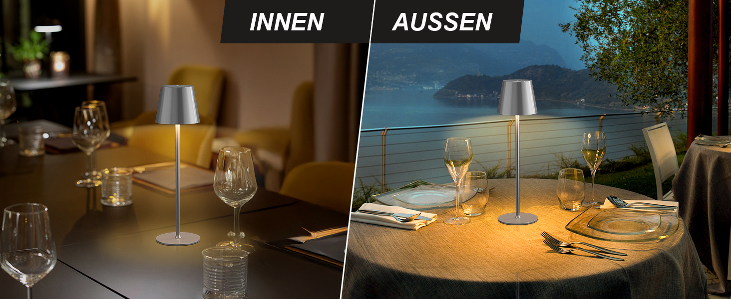 Набір з 2 бездротових настільних ламп LED з акумулятором, сенсорне регулювання яскравості, 3 режими кольору, USB-C зарядка для спальні, столу, кемпінгу (Чорний)