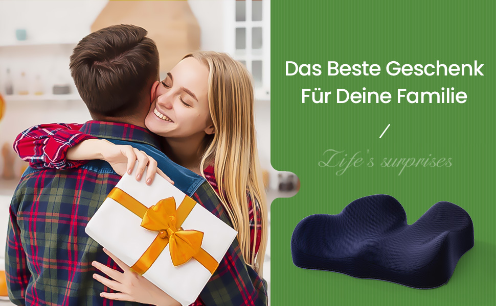 Подушка для сидіння з Memory Foam для куприкового болю, ергономічна подушка Coccyx для офісу, дому, авто та інвалідного візка. Нековзна основа, блакитна.