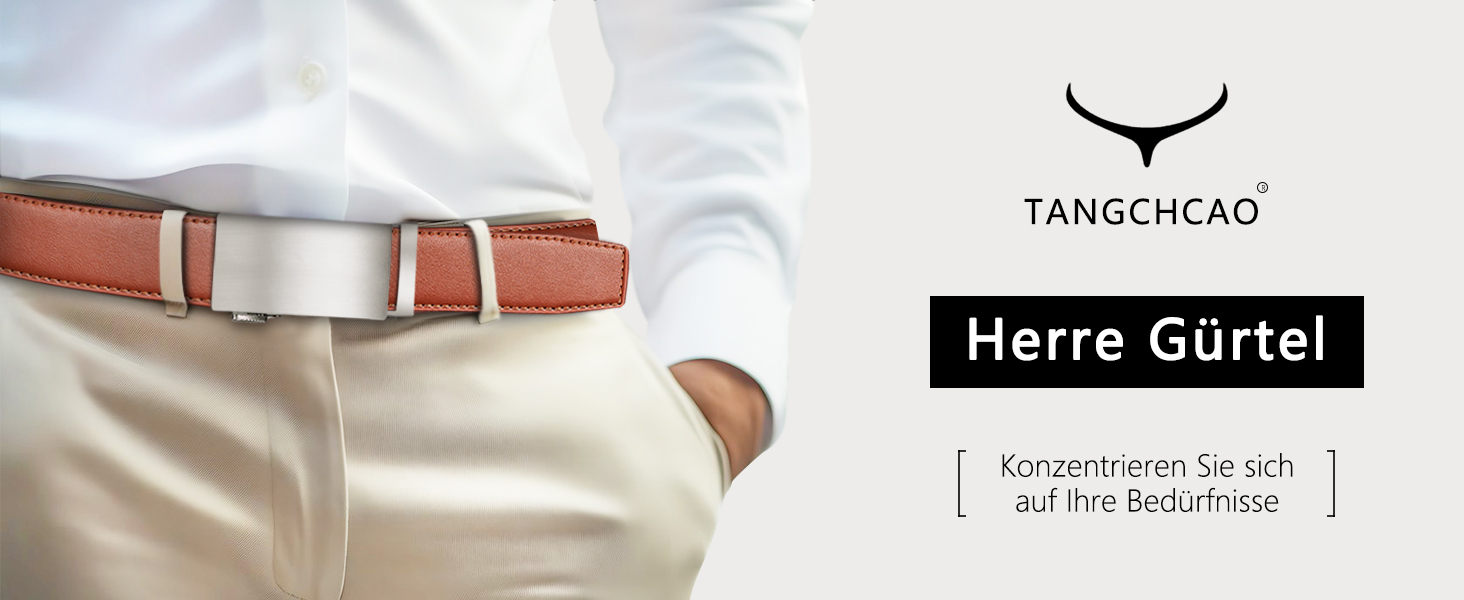 Чоловічий шкіряний ремінь TANGCHAO з автоматичною застібкою-рачею, 35 мм, регульований розмір, для бізнесу, костюма, джинсів