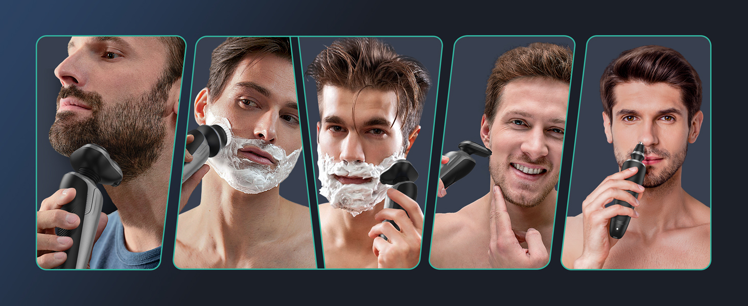 Електричний чоловічий верстат для гоління VOYOR TX410 (сірий) - ротаційний, мокрий/сухий, з LCD-дисплеєм та блокуванням від подорожей